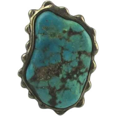 Genuine Turquoise Sterling Silver Ring w/ Holey Ba