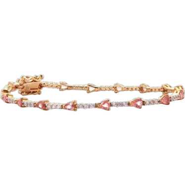 Natural Padparadscha Sapphire Tennis Bracelet