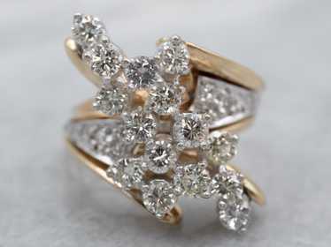 Vintage Diamond Cluster Bypass Ring - image 1