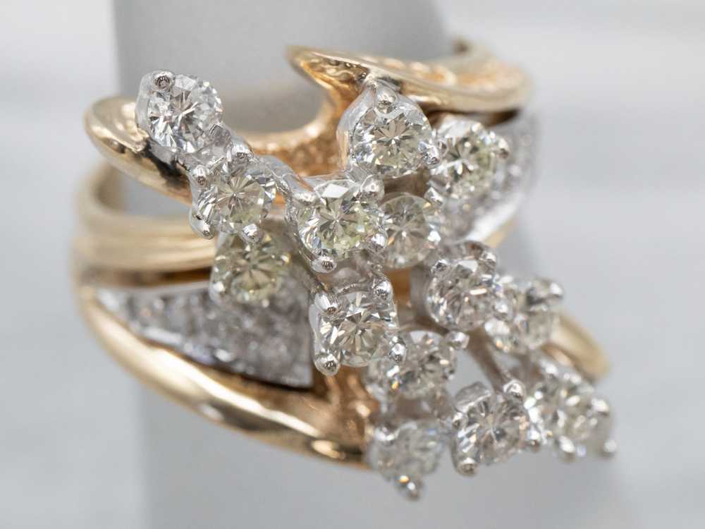 Vintage Diamond Cluster Bypass Ring - image 3
