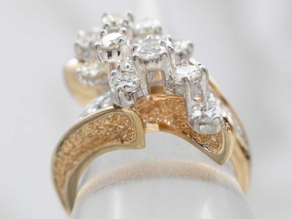 Vintage Diamond Cluster Bypass Ring - image 4