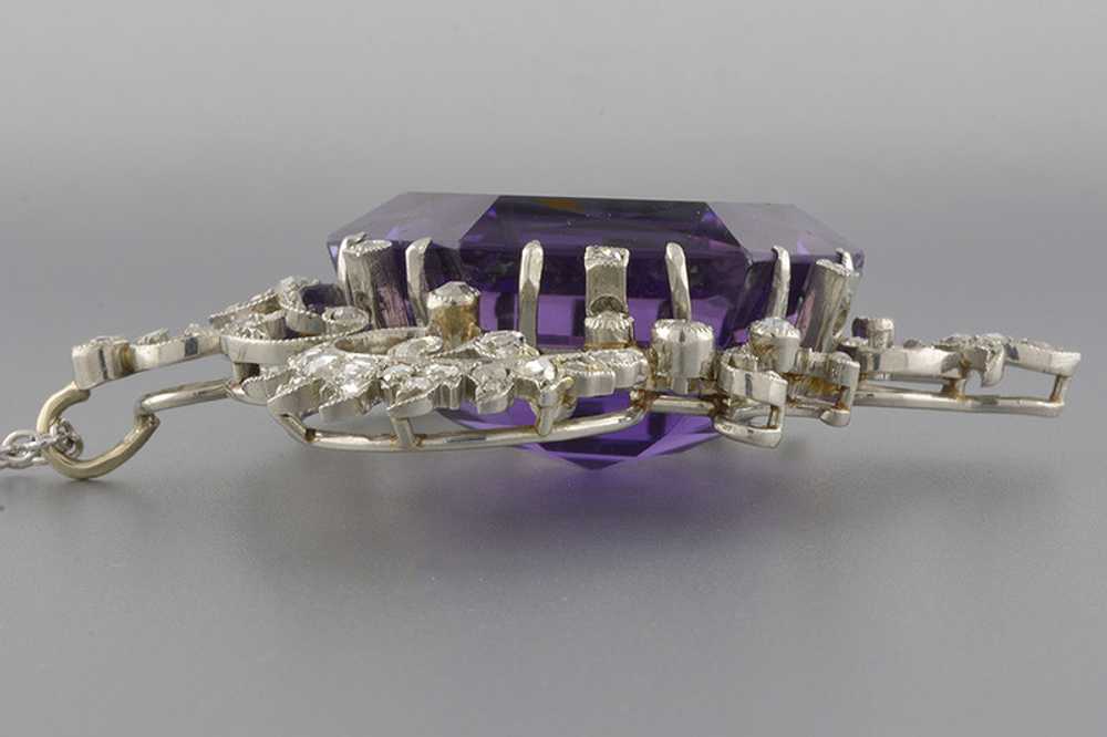 Edwardian Necklace with Hexagon Amethyst - image 3