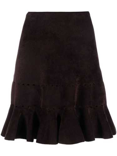 Alaïa Pre-Owned 2000s ruffle-hem faux-suede skirt… - image 1