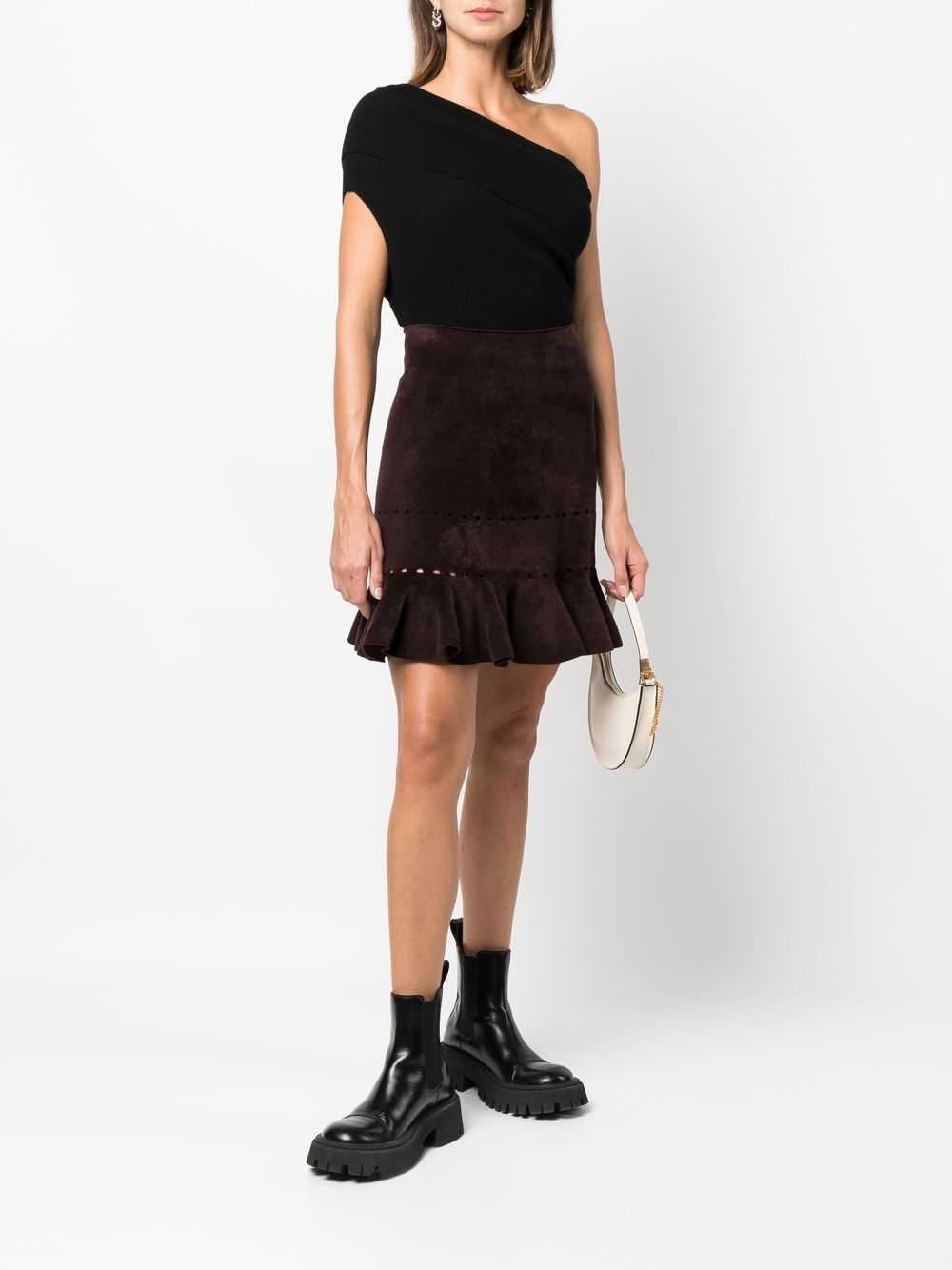 Alaïa Pre-Owned 2000s ruffle-hem faux-suede skirt… - image 2