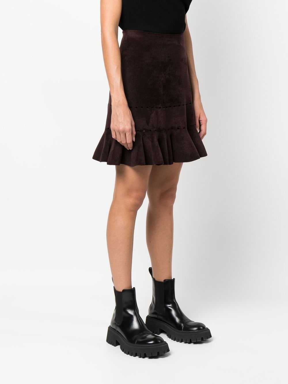 Alaïa Pre-Owned 2000s ruffle-hem faux-suede skirt… - image 3