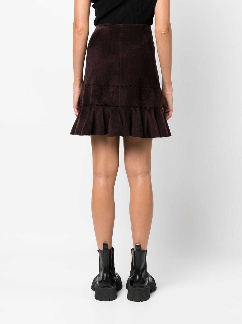 Alaïa Pre-Owned 2000s ruffle-hem faux-suede skirt… - image 4