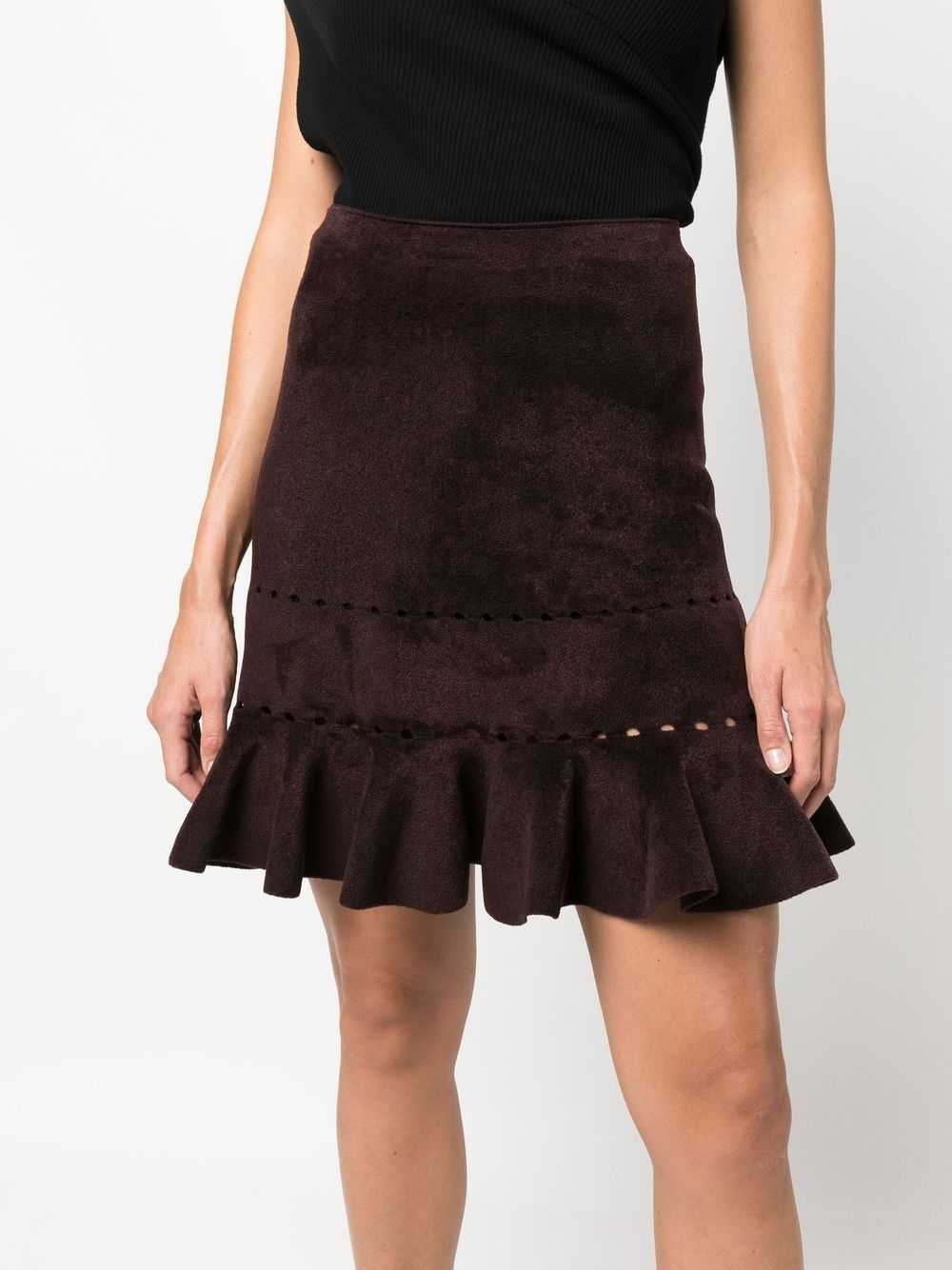 Alaïa Pre-Owned 2000s ruffle-hem faux-suede skirt… - image 5