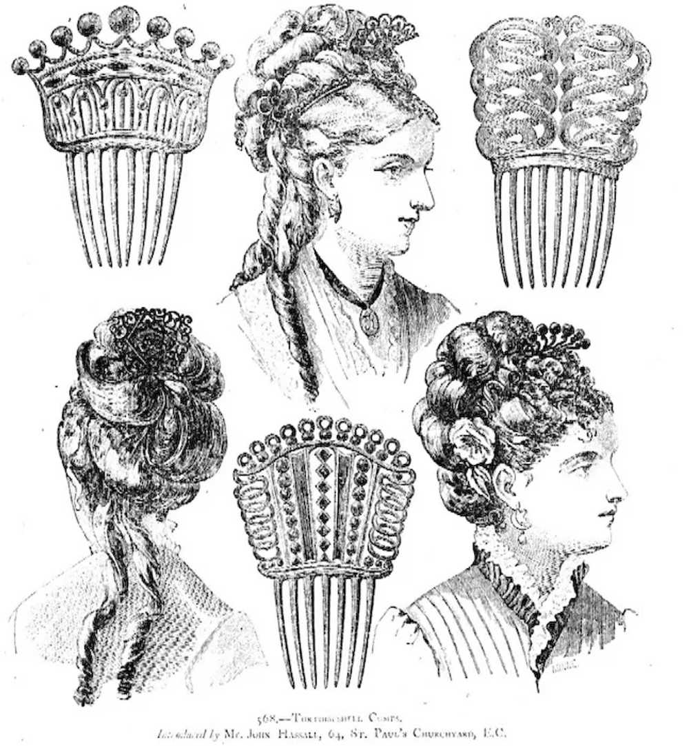 Victorian pierced steerhorn hair comb Spanish sty… - image 12