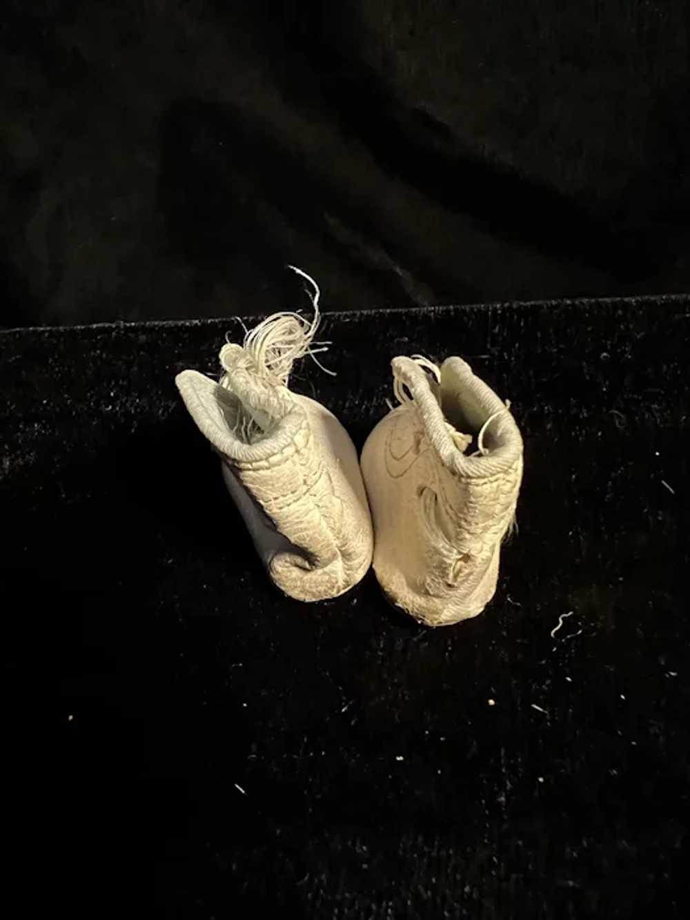 2" Small White Pair of Antique Doll Boots - image 4