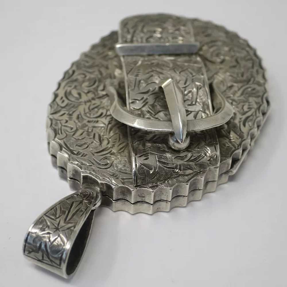 Antique Victorian Silver 3D Belt Buckle Engraved … - image 10