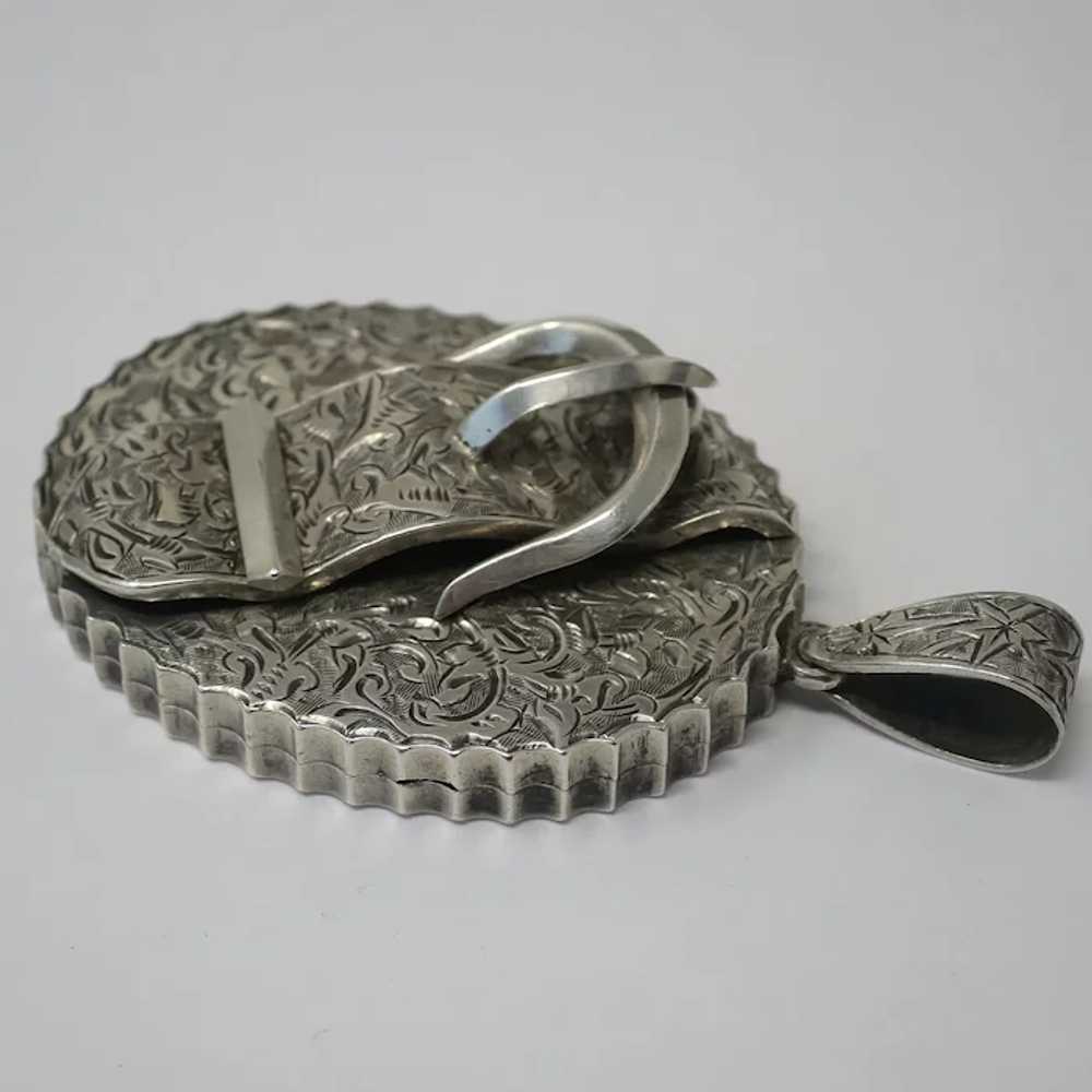 Antique Victorian Silver 3D Belt Buckle Engraved … - image 12