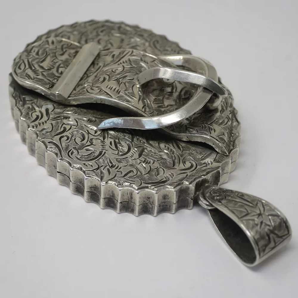 Antique Victorian Silver 3D Belt Buckle Engraved … - image 7