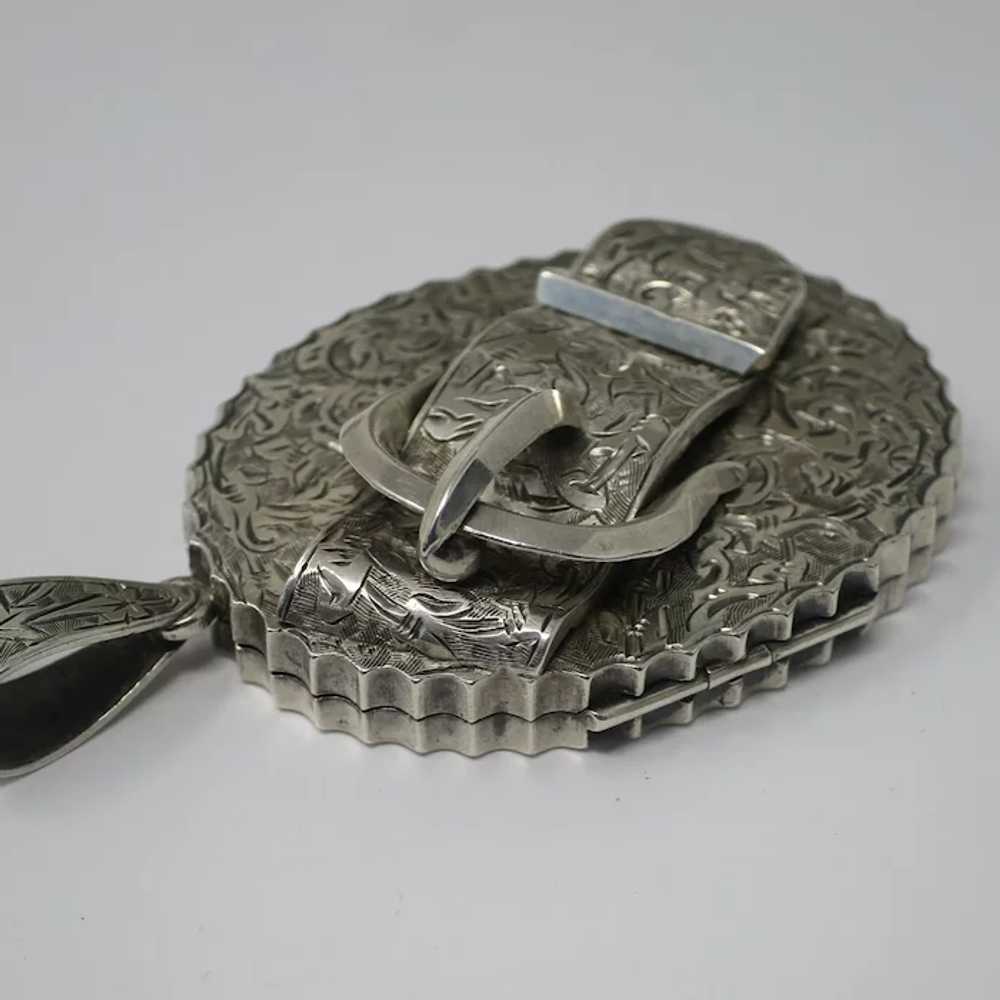 Antique Victorian Silver 3D Belt Buckle Engraved … - image 8