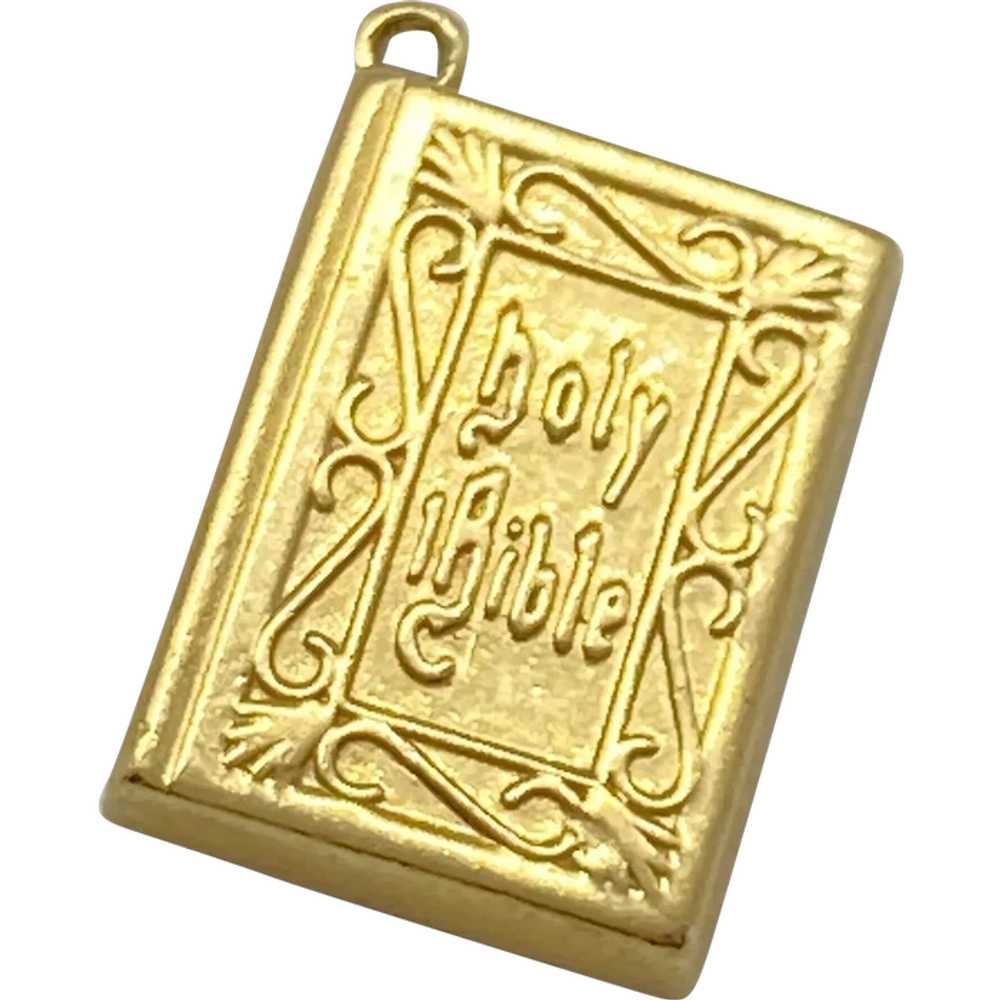 Holy BIBLE Vintage Charm 14K Gold Three-Dimension… - image 1