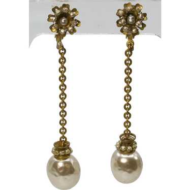 Miriam Haskell Simulated Baroque Pearl Dangle Ear… - image 1
