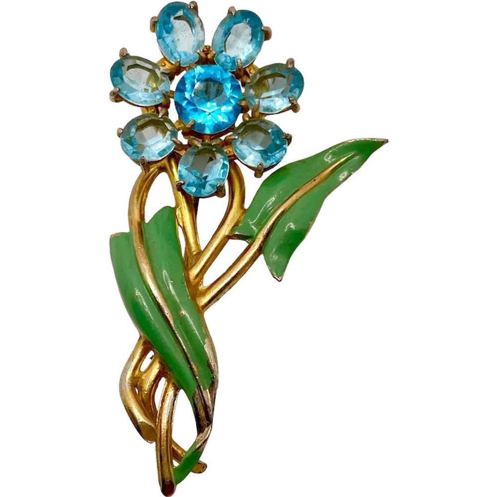 Sparkling Hand 1940s Enameled Floral Brooch - image 1