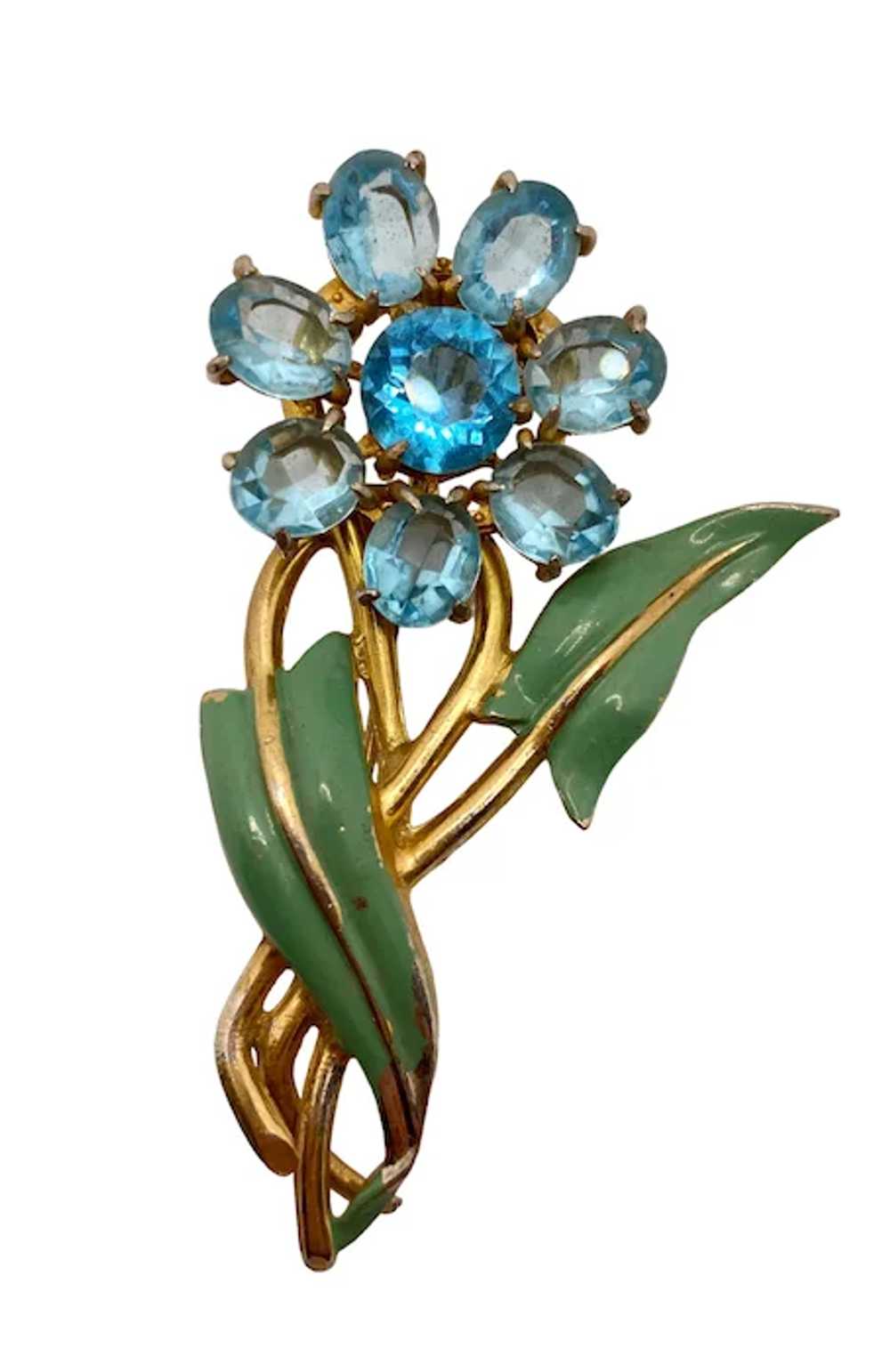 Sparkling Hand 1940s Enameled Floral Brooch - image 6