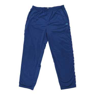 Fila Oversized Fit Straight Leg Lightweight Nylon Track Pants Tracksuit  Bottom Windpants Size L Unisex Blue Rare Vintage 00s 