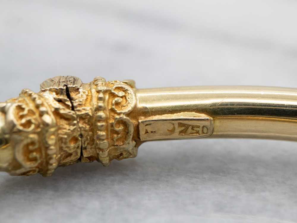 Bold Lion Gemstone Encrusted Gold Cuff Bracelet - image 3