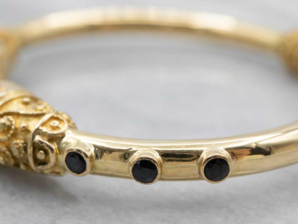 Bold Lion Gemstone Encrusted Gold Cuff Bracelet - image 4