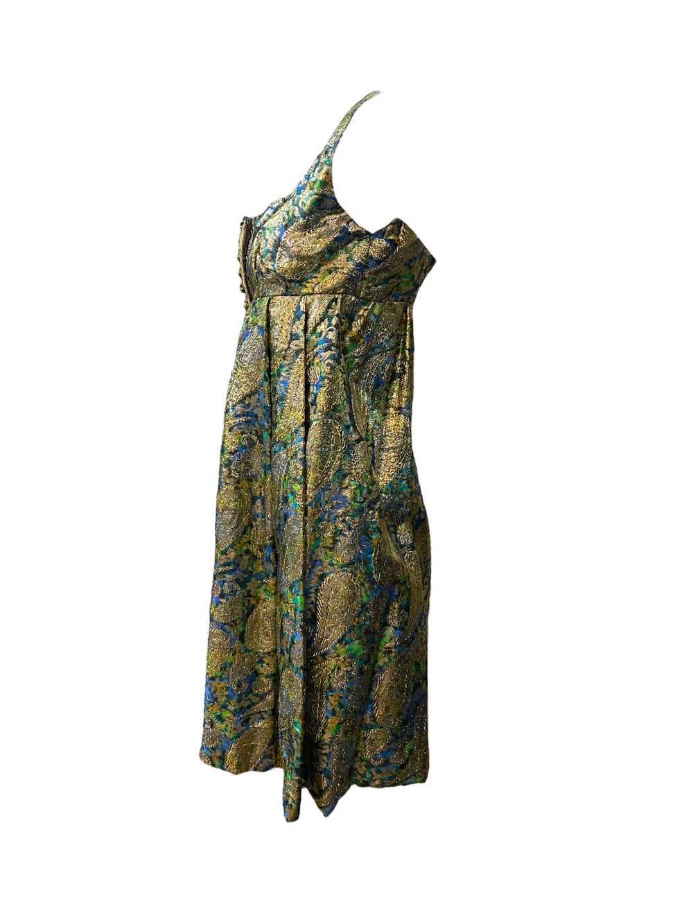 Saks Fifth Avenue 60s Psychedelic Gold Lame Paisl… - image 2