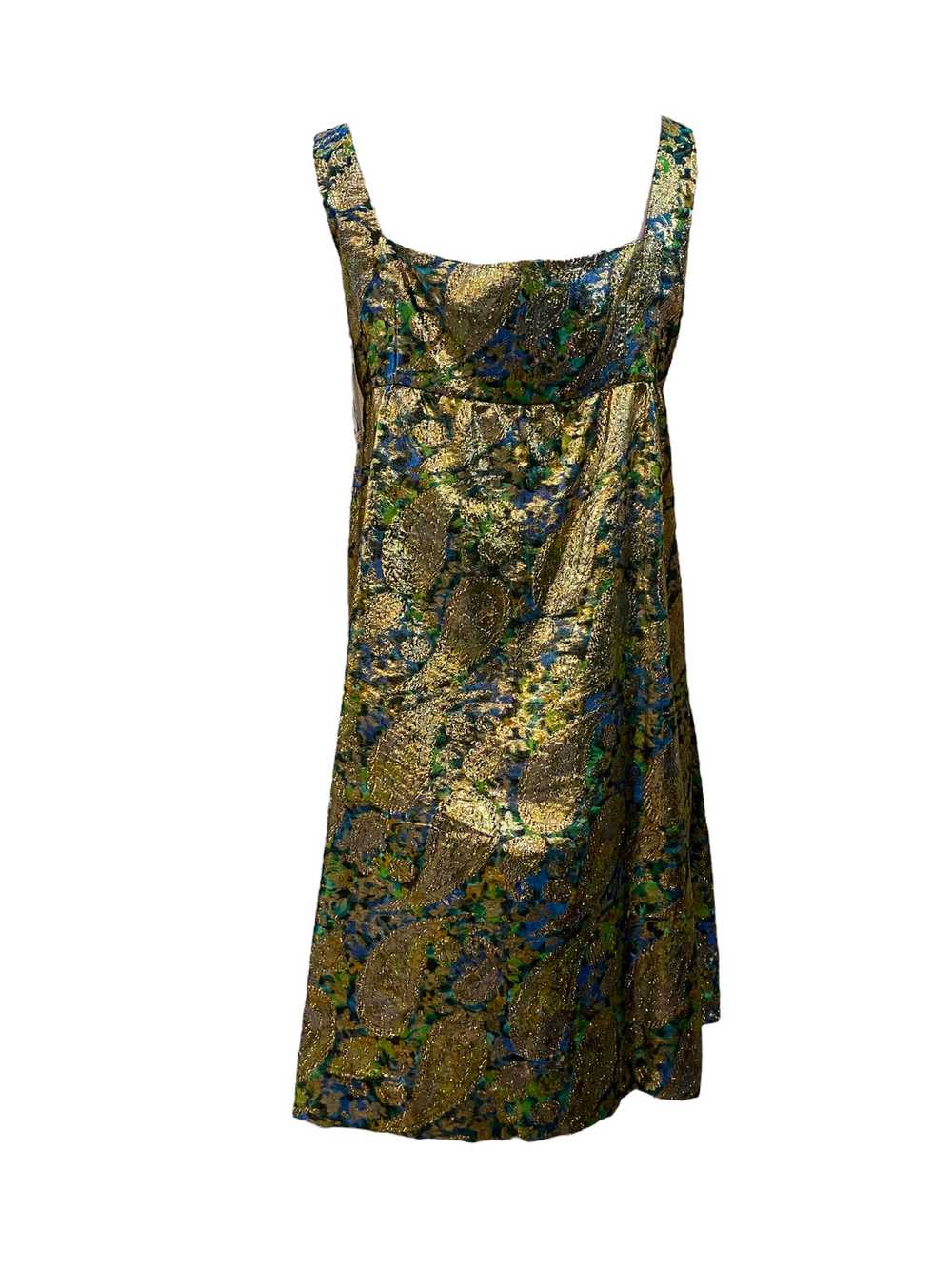 Saks Fifth Avenue 60s Psychedelic Gold Lame Paisl… - image 3