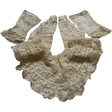 Large Brussels Lace Net Mix Collar & Sleeves From… - image 1