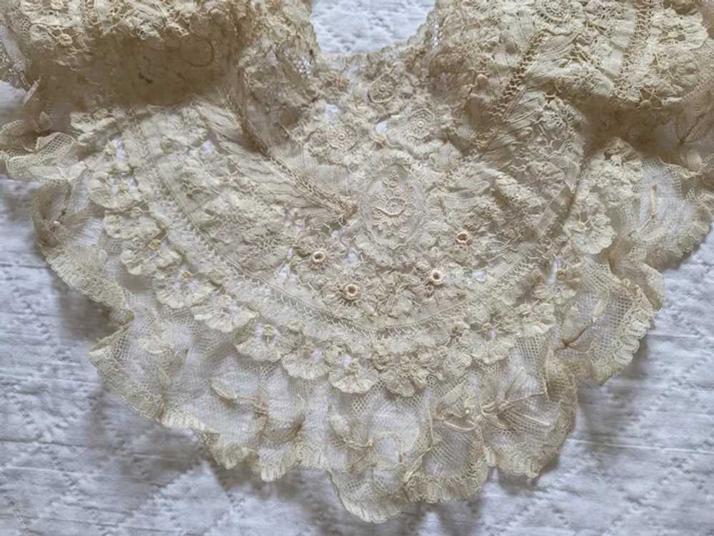 Large Brussels Lace Net Mix Collar & Sleeves From… - image 2