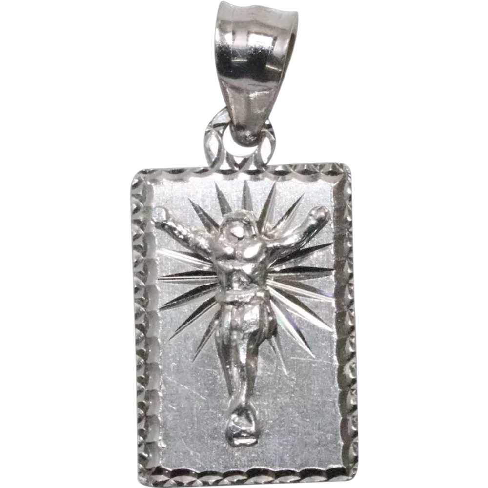 14K White Gold Jesus Pendant - image 1