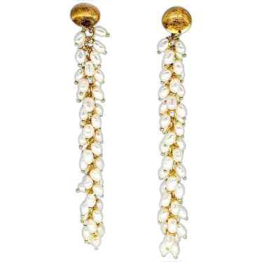 Vintage Freshwater Sea Pearls Dangling Drop Earri… - image 1