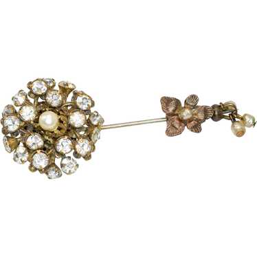 Signed Miriam Haskell Flower Stick Pin brooch - image 1