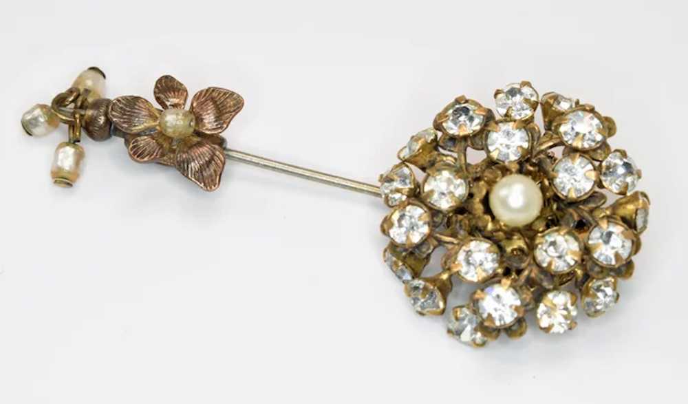 Signed Miriam Haskell Flower Stick Pin brooch - image 2