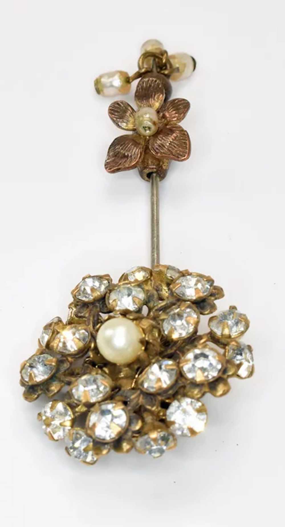 Signed Miriam Haskell Flower Stick Pin brooch - image 3