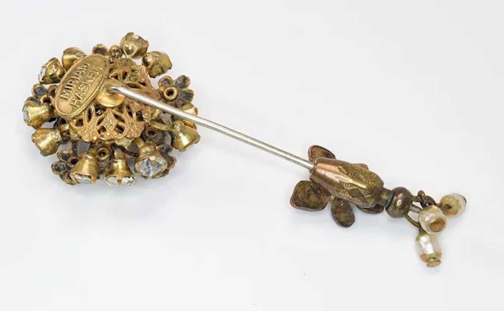 Signed Miriam Haskell Flower Stick Pin brooch - image 4