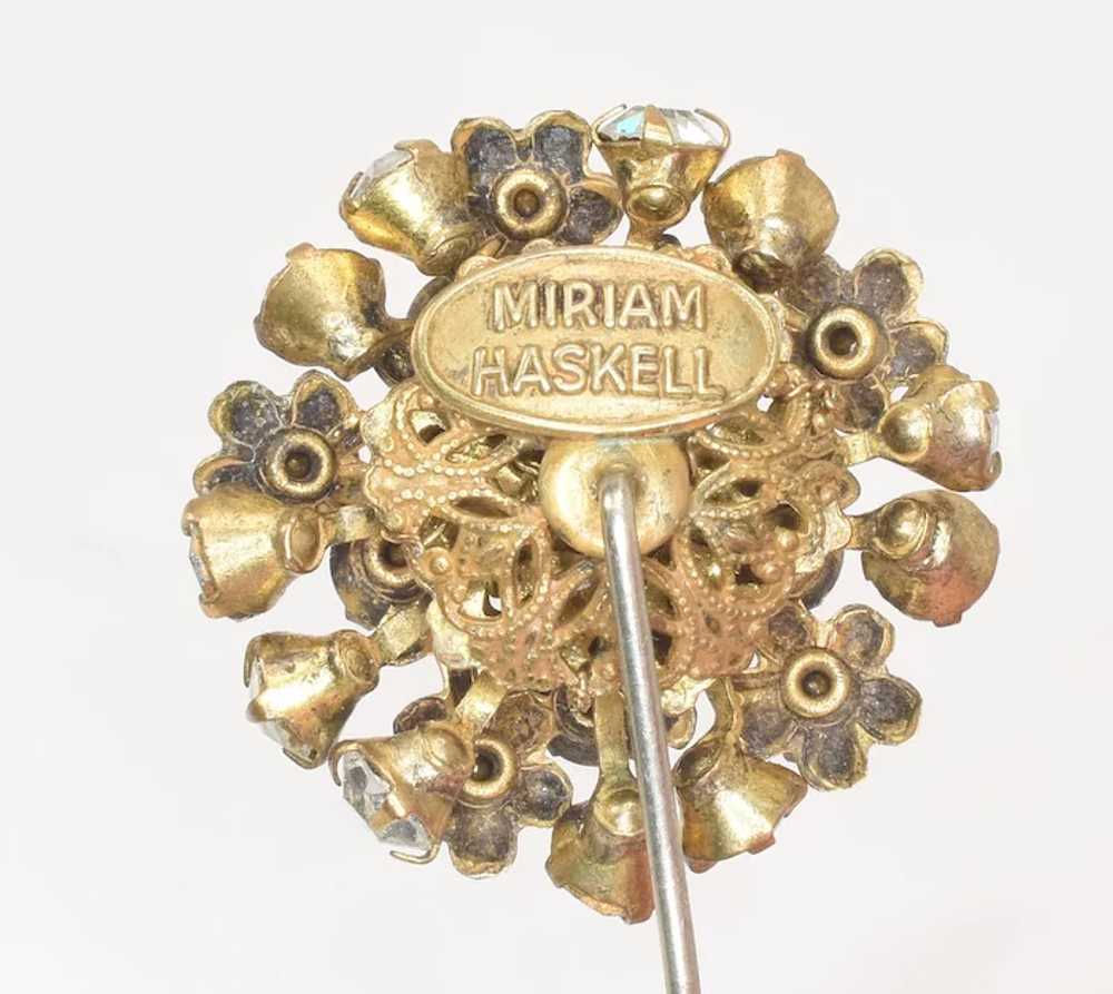 Signed Miriam Haskell Flower Stick Pin brooch - image 5