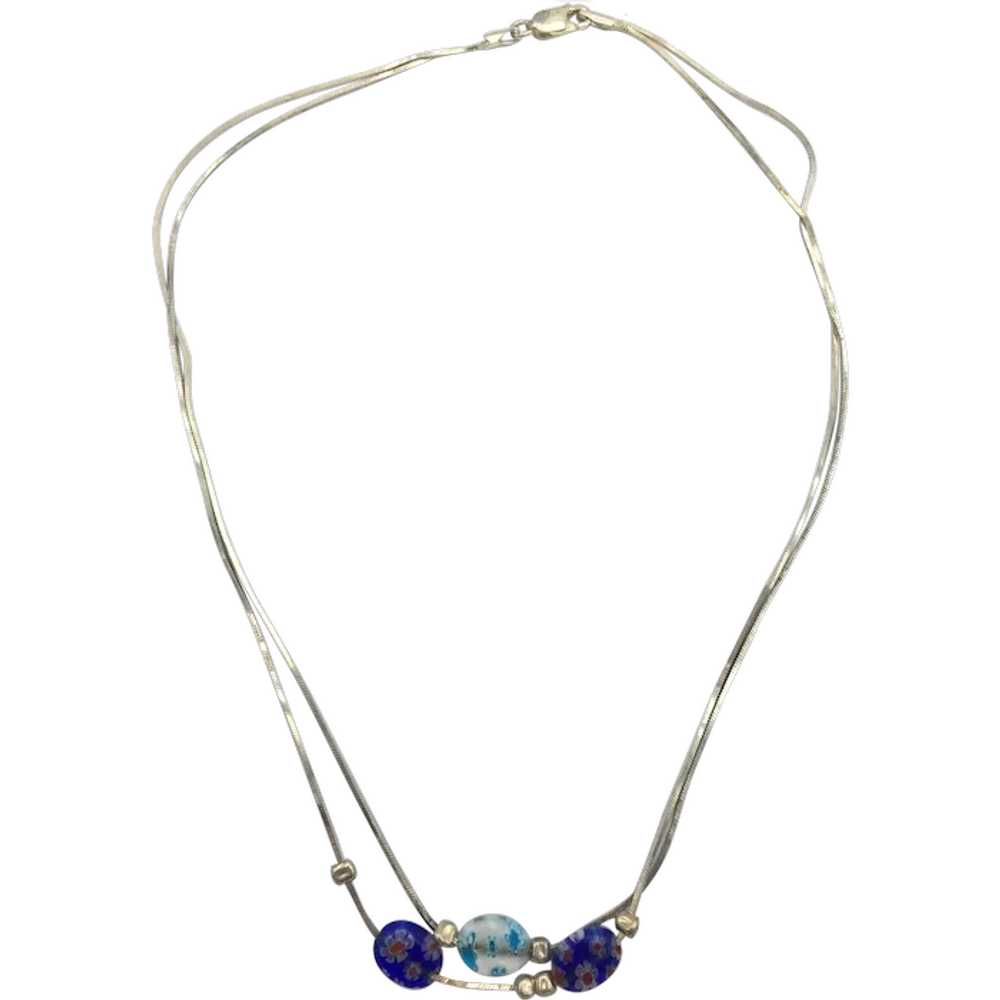 Millefiori Murano Glass Necklace - Sterling Silver - image 1