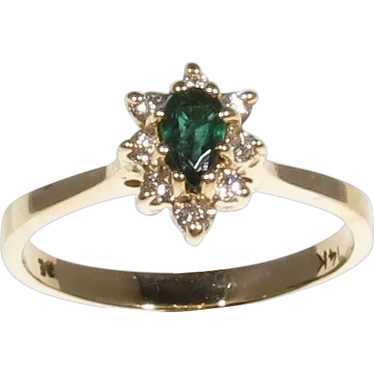 Pear Shape Emerald and Diamond Ring