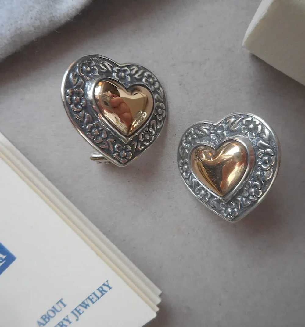 James Avery Heart Of Gold Earrings 14K Sterling S… - image 2