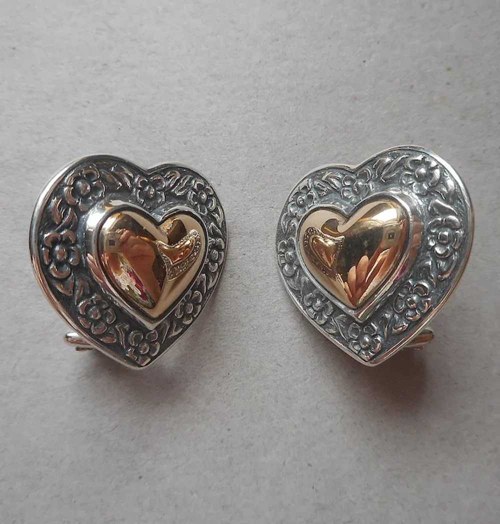 James Avery Heart Of Gold Earrings 14K Sterling S… - image 3