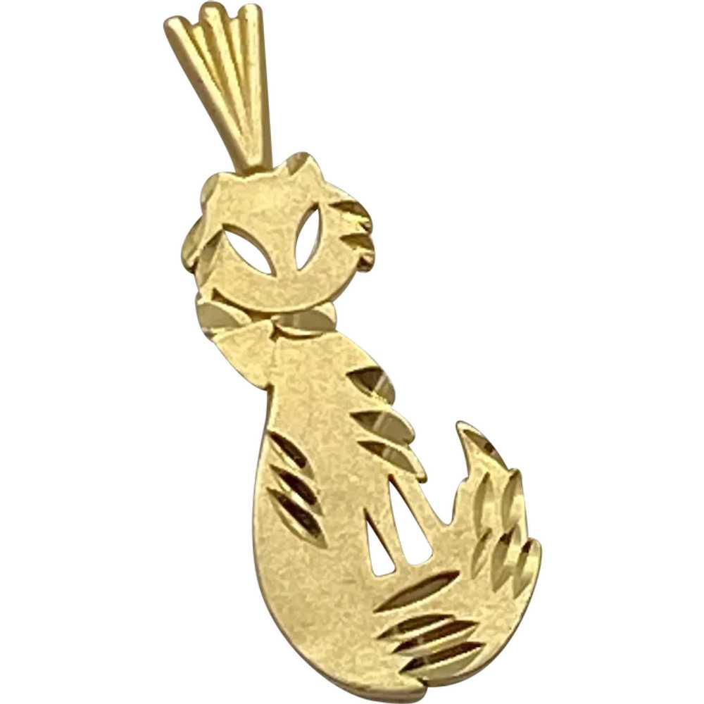 Domestic CAT Vintage Charm Pendant 14K Gold - image 1