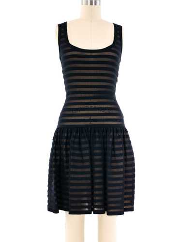 Alaia Striped Mesh Fit and Flare Dress