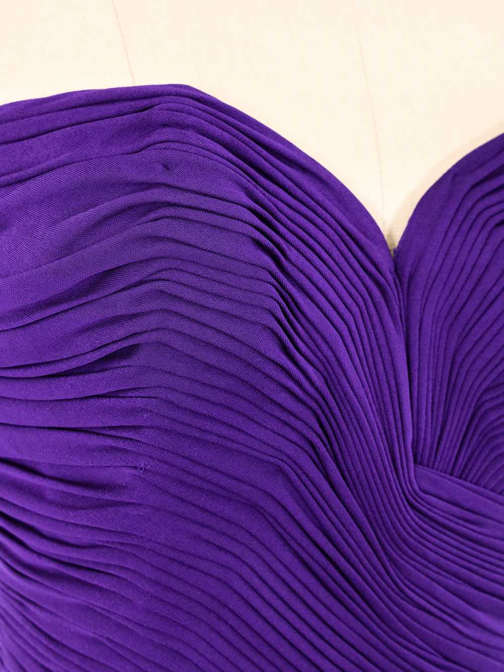 Vicky Tiel Ruched Purple Mini Dress - image 2