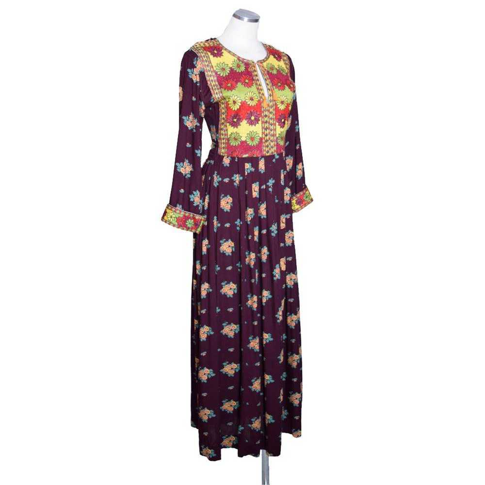1970s Embroidered Maxi Dress - image 2