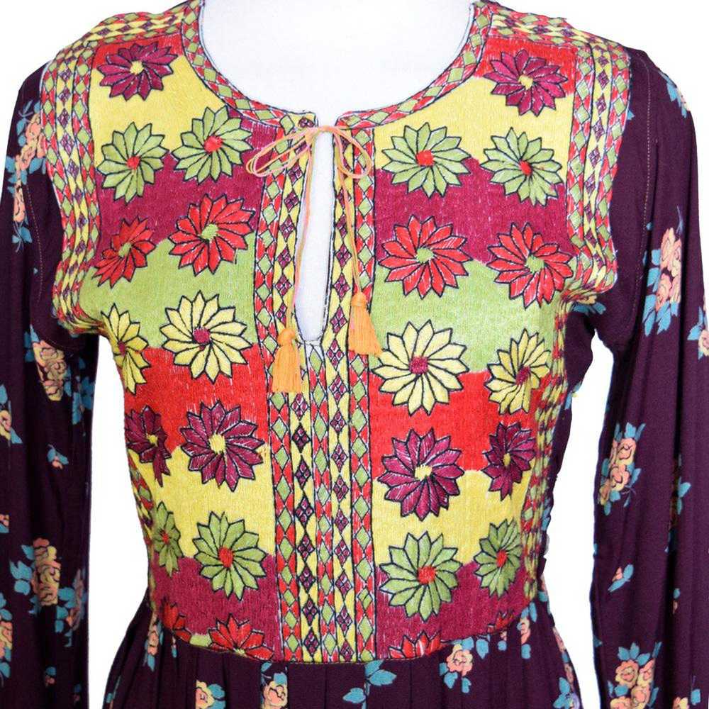 1970s Embroidered Maxi Dress - image 3