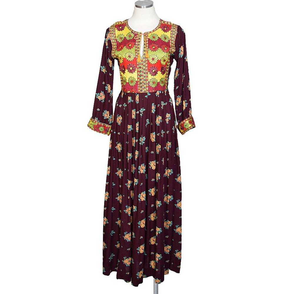 1970s Embroidered Maxi Dress - image 4