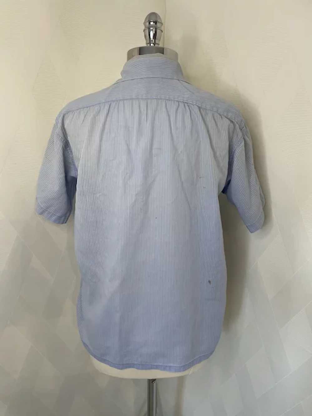 Vintage 1940s Airman Blue Pinstripe Uniform Shirt - image 2