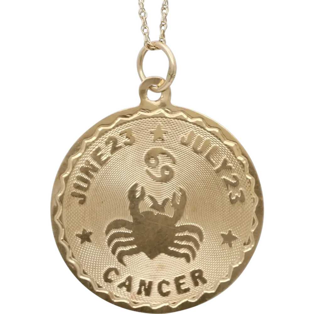 Vintage Horoscope Birth Month Cancer 14K Yellow G… - image 1