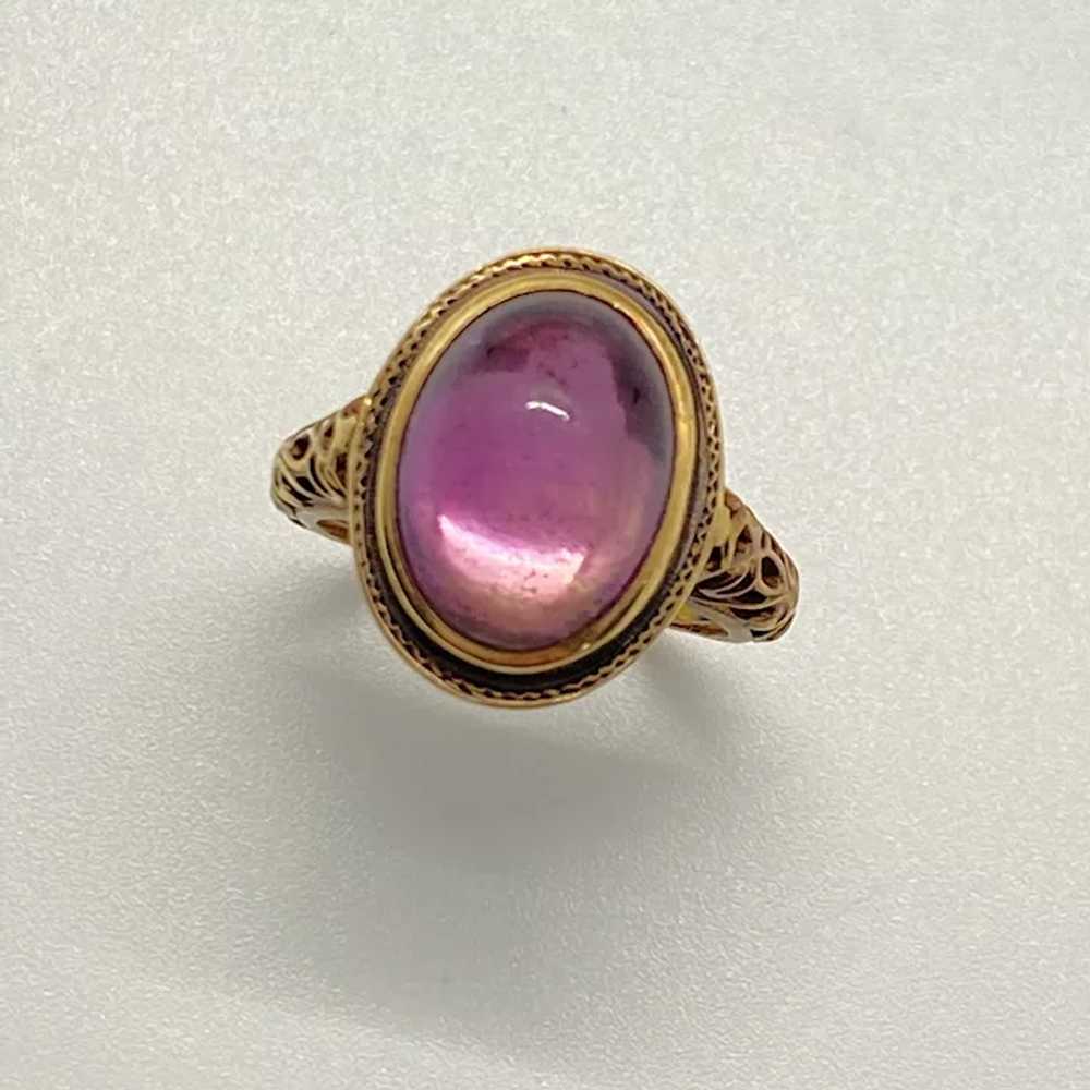 Amethyst Cabochon Victorian Solitaire Ring 4.95 C… - image 2