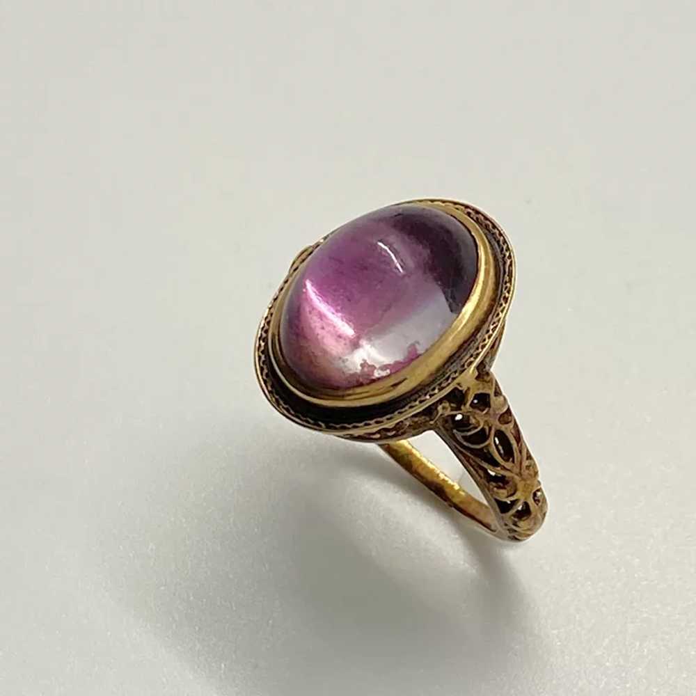 Amethyst Cabochon Victorian Solitaire Ring 4.95 C… - image 3