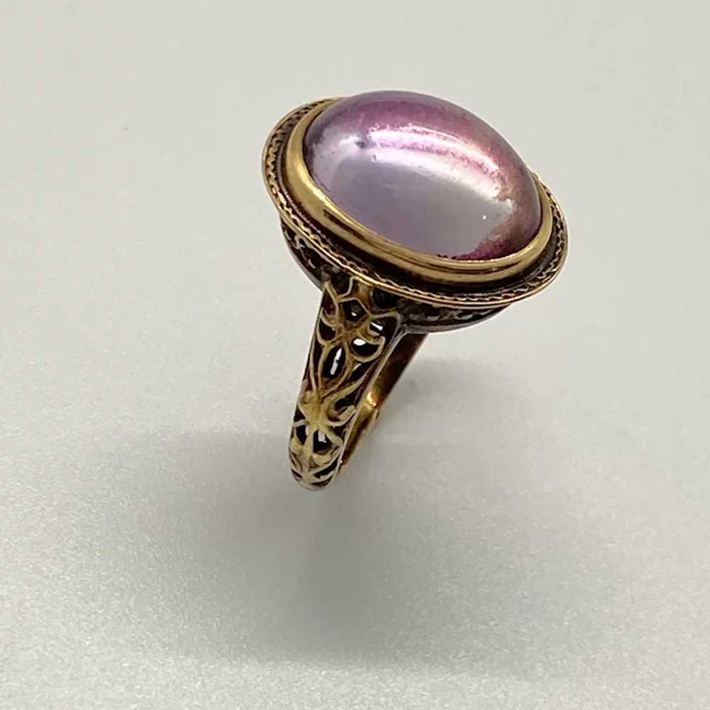 Amethyst Cabochon Victorian Solitaire Ring 4.95 C… - image 4